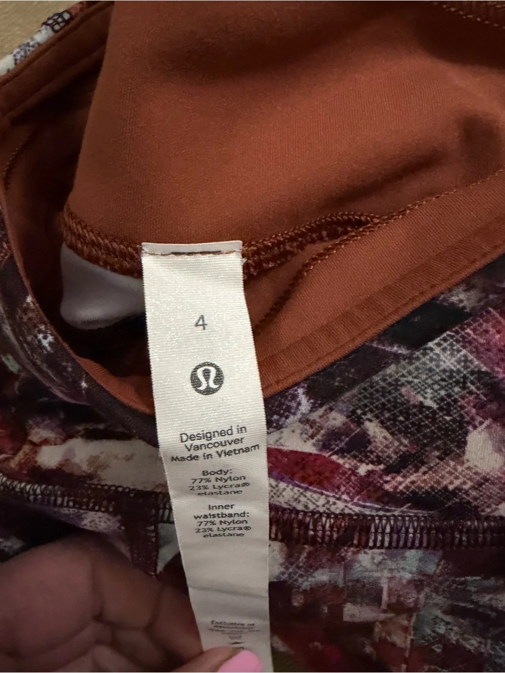 Lululemon Abstract Multicolor Print Leggings Size 4 High Rise